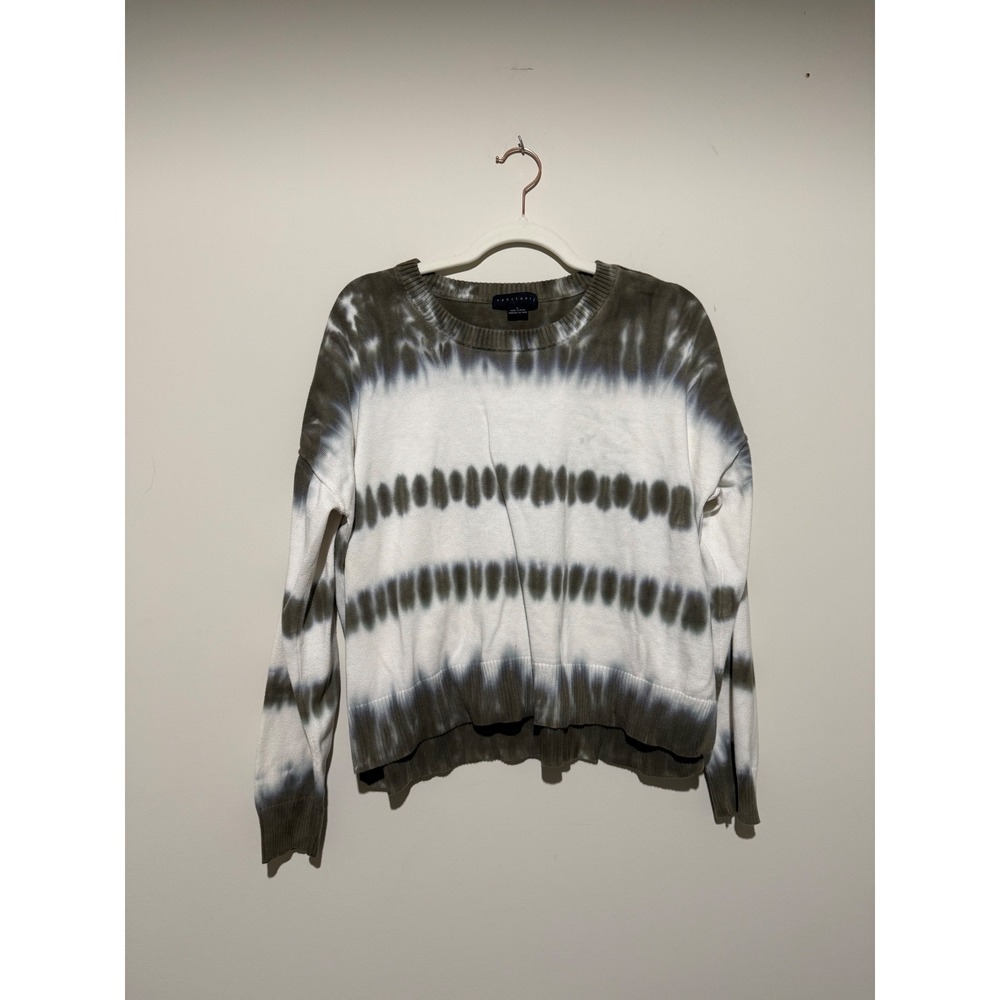Sanctuary Womens Tie Dye Crewneck Sweater Olive Green White CW0808S60 Small